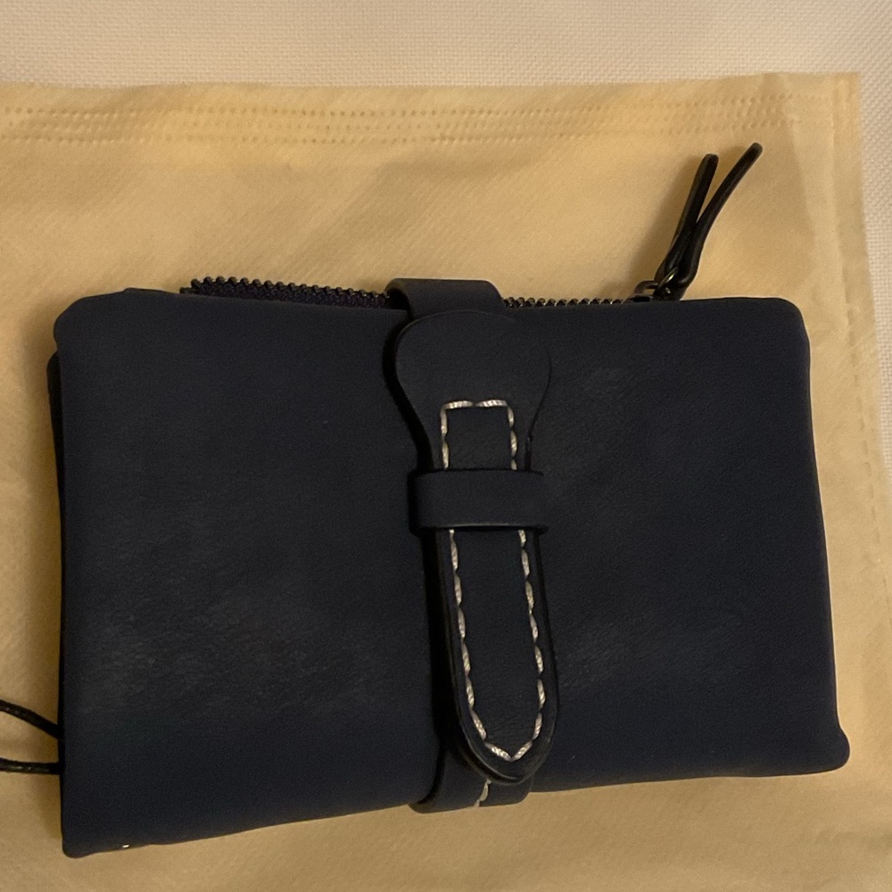 Navy Blue Wallet with Strap
